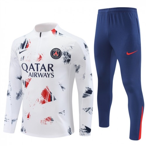 Paris Saint-Germain Sweat d'Entraînement Quarter-Zip 2024-25 Blanche Paris Saint-Germain Sweat d'Entraînement Quarter-Zip 2024-25 Blanche